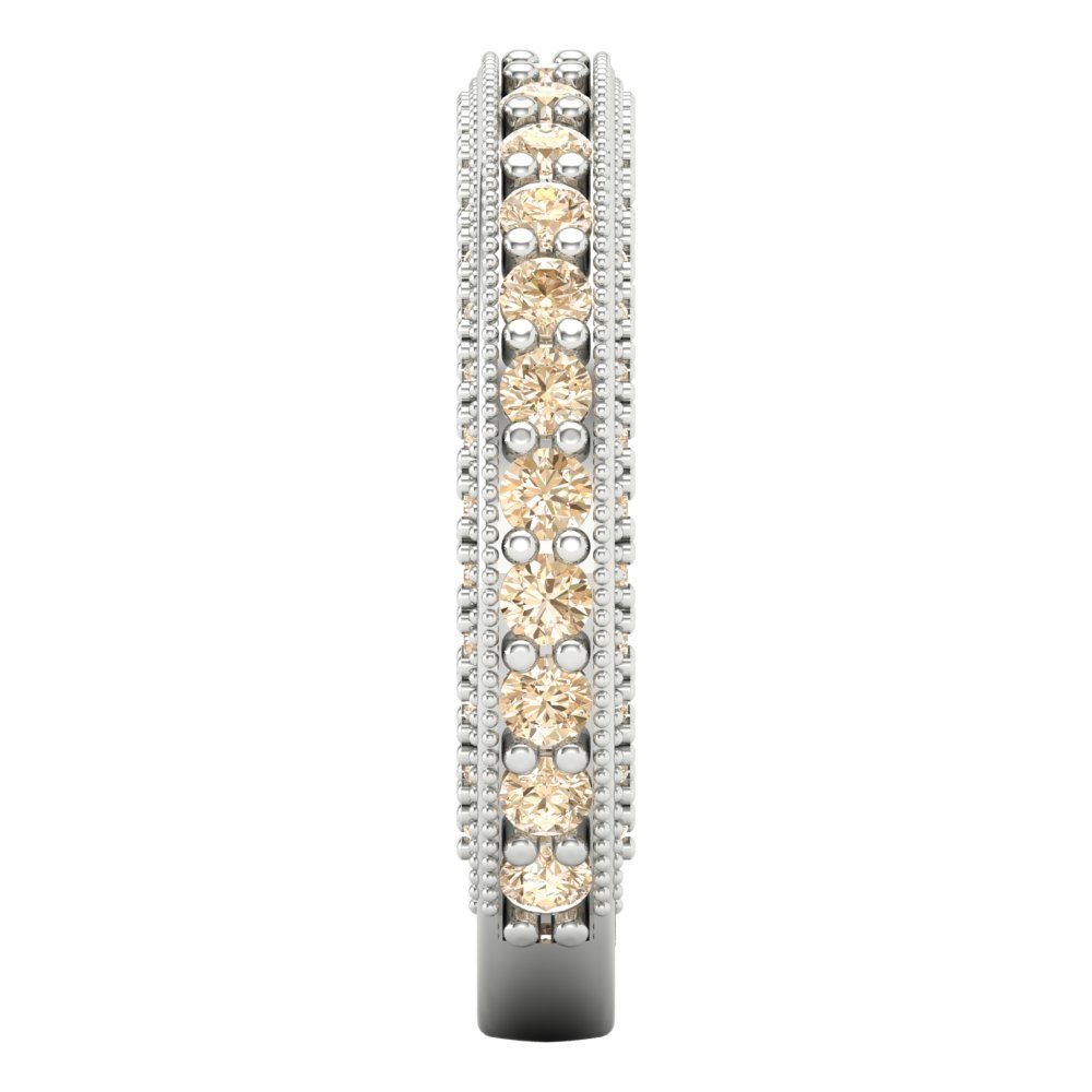 1.44 cttw Natural Morganite Round Cut White Gold Eternity Wedding Band