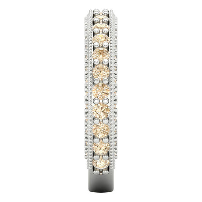 1.44 cttw Natural Morganite Round Cut White Gold Eternity Wedding Band