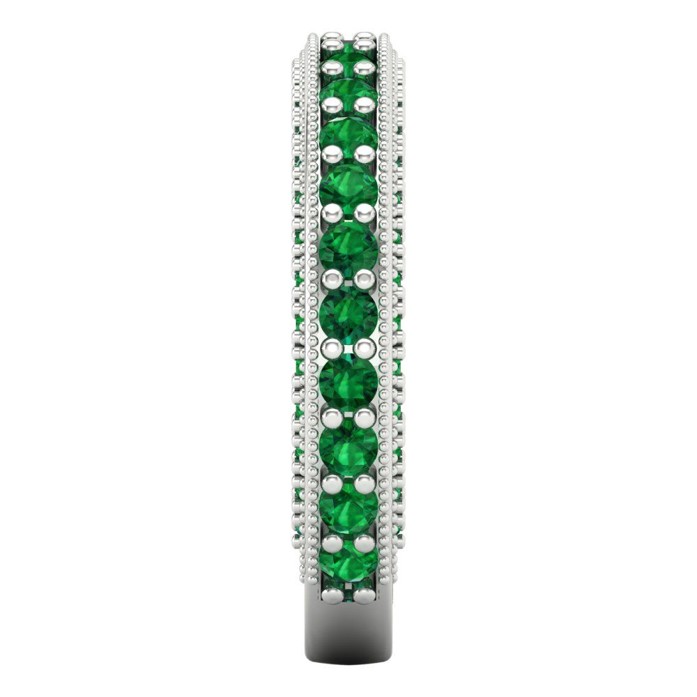 1.44 cttw Simulated Emerald Round Cut White Gold Eternity Wedding Band
