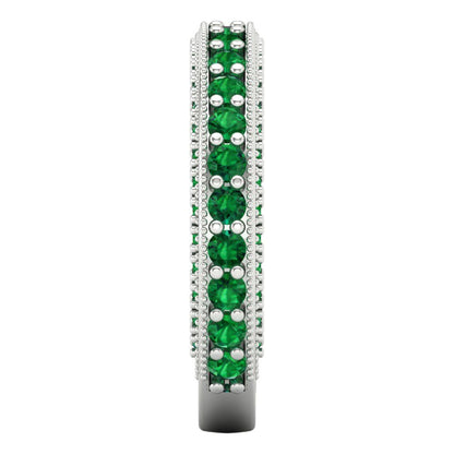 1.44 cttw Simulated Emerald Round Cut White Gold Eternity Wedding Band