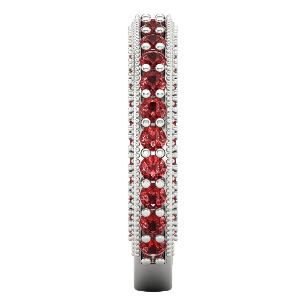 1.44 cttw Natural Garnet Round Cut White Gold Eternity Wedding Band