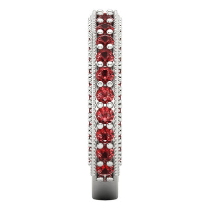 1.44 cttw Natural Garnet Round Cut White Gold Eternity Wedding Band