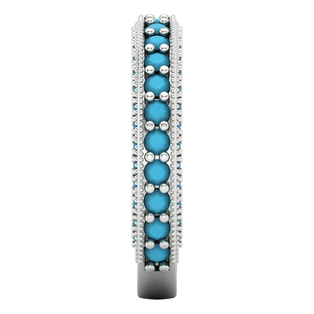 1.44 cttw Simulated Turquoise Round Cut White Gold Eternity Wedding Band