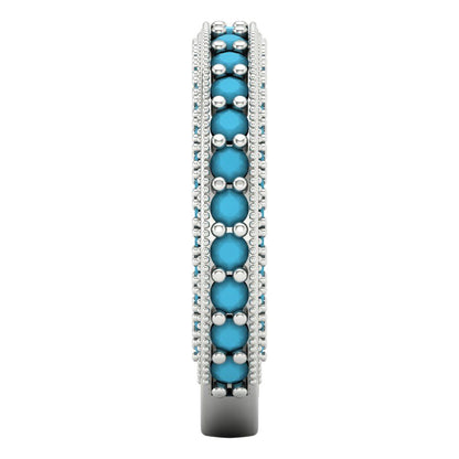 1.44 cttw Simulated Turquoise Round Cut White Gold Eternity Wedding Band