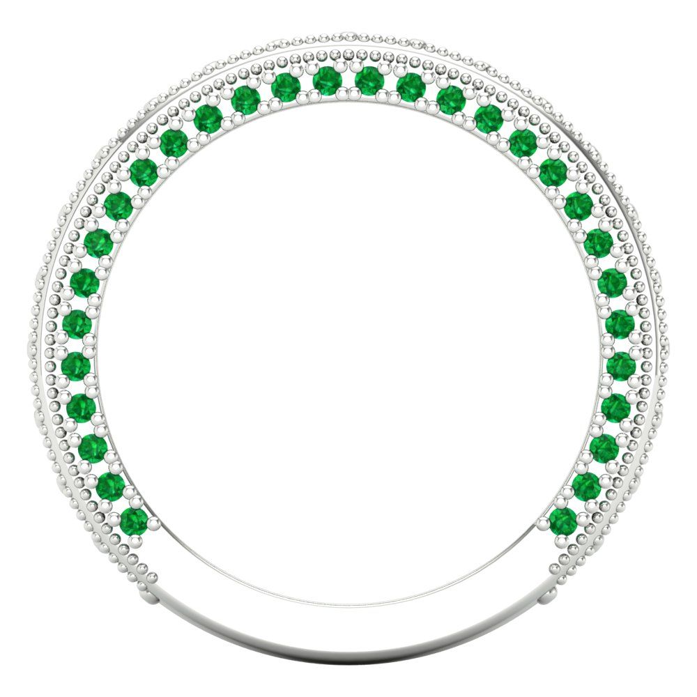 1.44 cttw Simulated Emerald Round Cut White Gold Eternity Wedding Band
