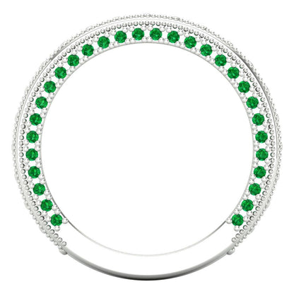 1.44 cttw Simulated Emerald Round Cut White Gold Eternity Wedding Band