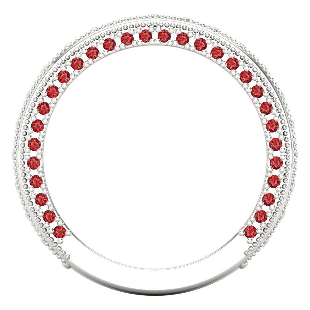 1.44 cttw Natural Garnet Round Cut White Gold Eternity Wedding Band