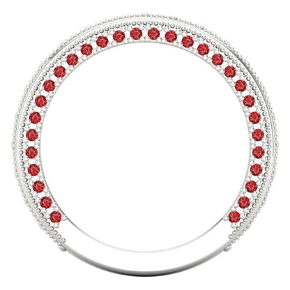 1.44 cttw Natural Garnet Round Cut White Gold Eternity Wedding Band