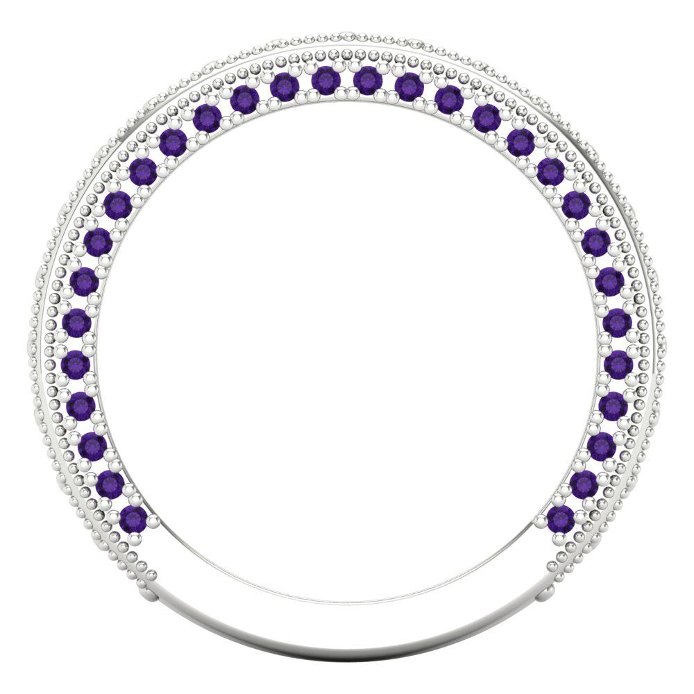 1.44 cttw Natural Amethyst Round Cut White Gold Eternity Wedding Band