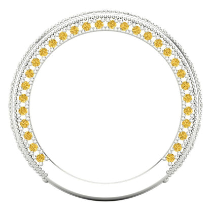 1.44 cttw Simulated Yellow Diamond Round Cut White Gold Eternity Wedding Band