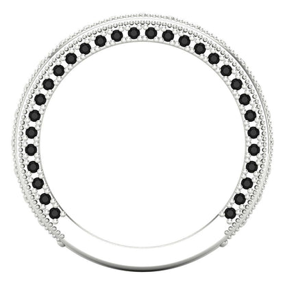 1.44 cttw Natural Onyx Round Cut White Gold Eternity Wedding Band