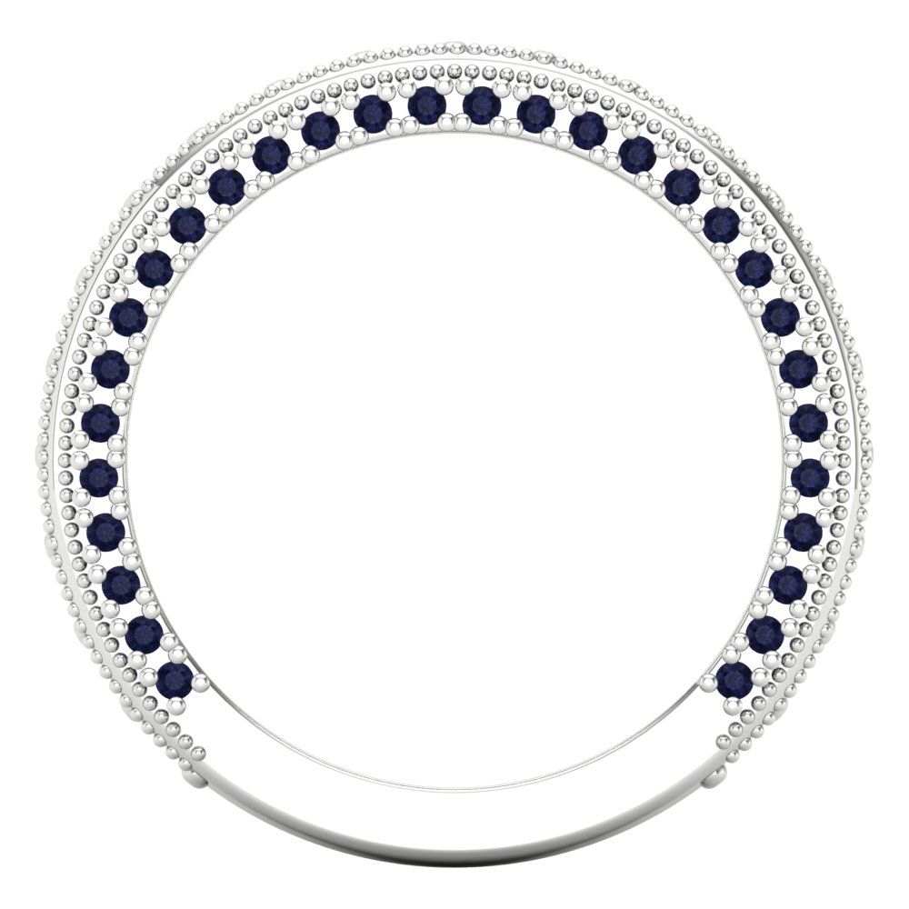 1.44 cttw Simulated Blue Sapphire Round Cut White Gold Eternity Wedding Band