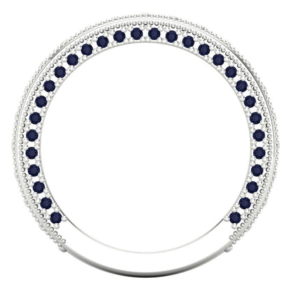 1.44 cttw Simulated Blue Sapphire Round Cut White Gold Eternity Wedding Band