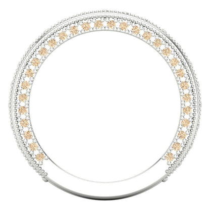 1.44 cttw Natural Morganite Round Cut White Gold Eternity Wedding Band