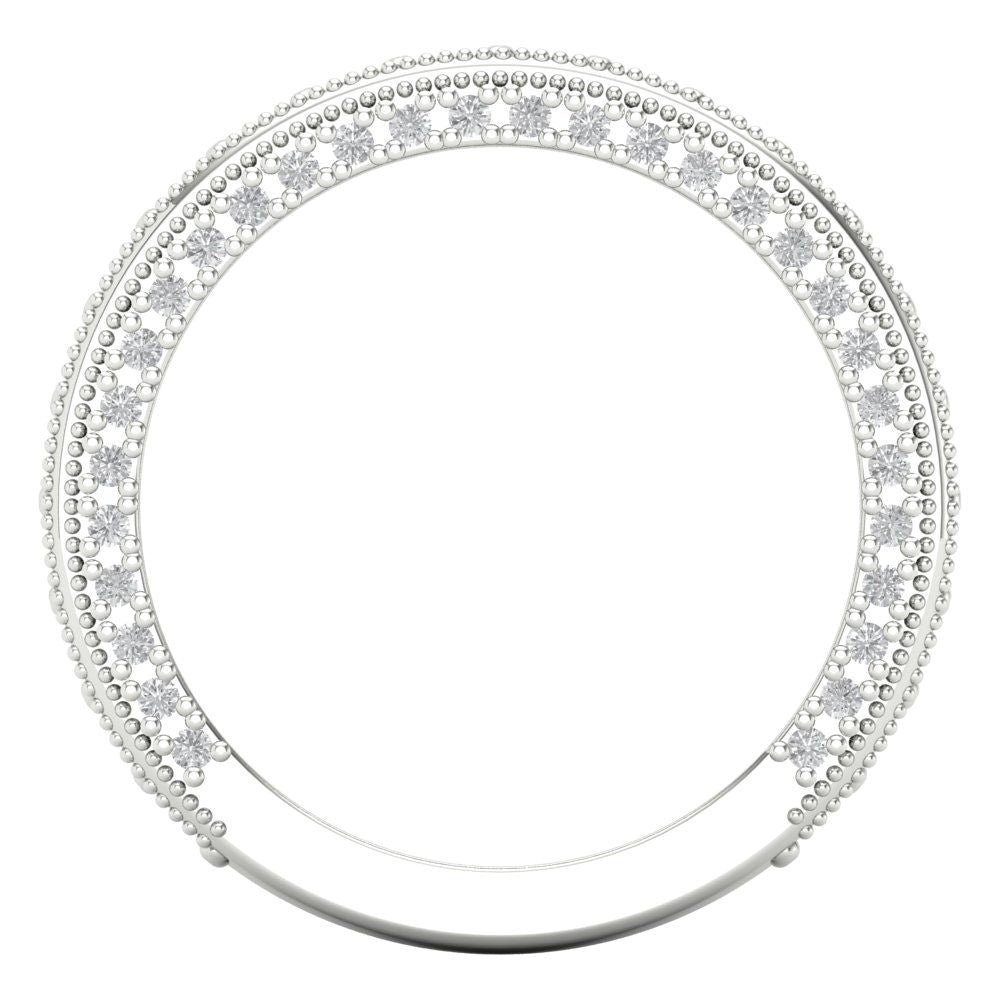 1.44 cttw White Sapphire Round Cut White Gold Eternity Wedding Band