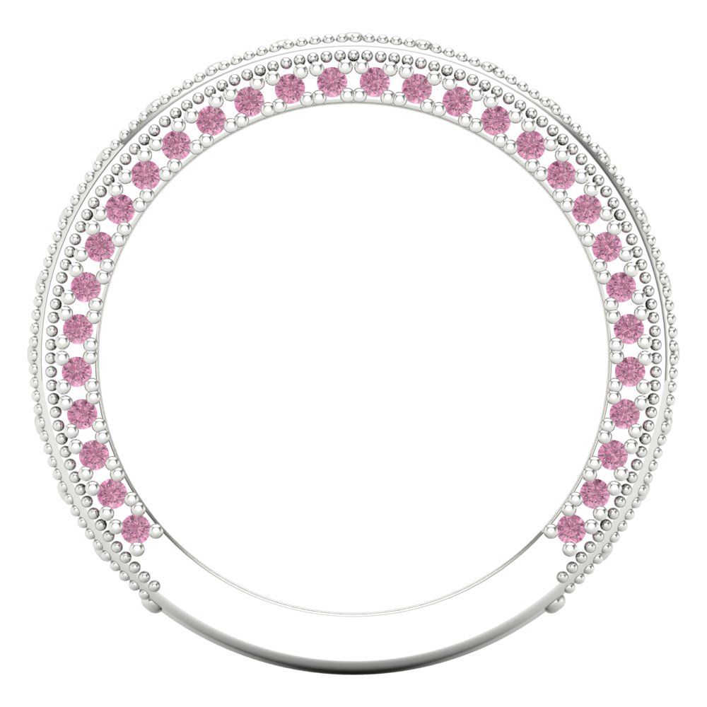 1.44 cttw Simulated Pink Diamond Round Cut White Gold Eternity Wedding Band