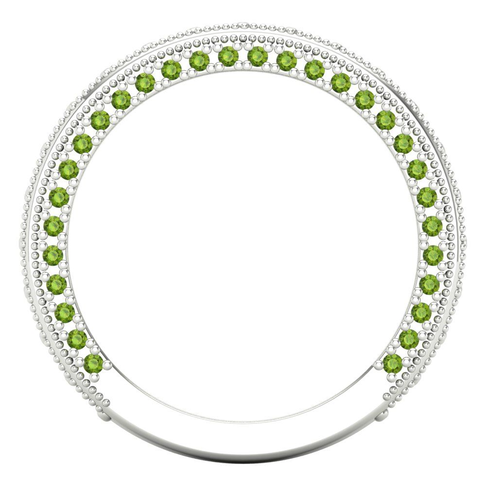 1.44 cttw Natural Peridot Round Cut White Gold Eternity Wedding Band