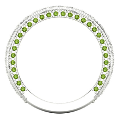 1.44 cttw Natural Peridot Round Cut White Gold Eternity Wedding Band