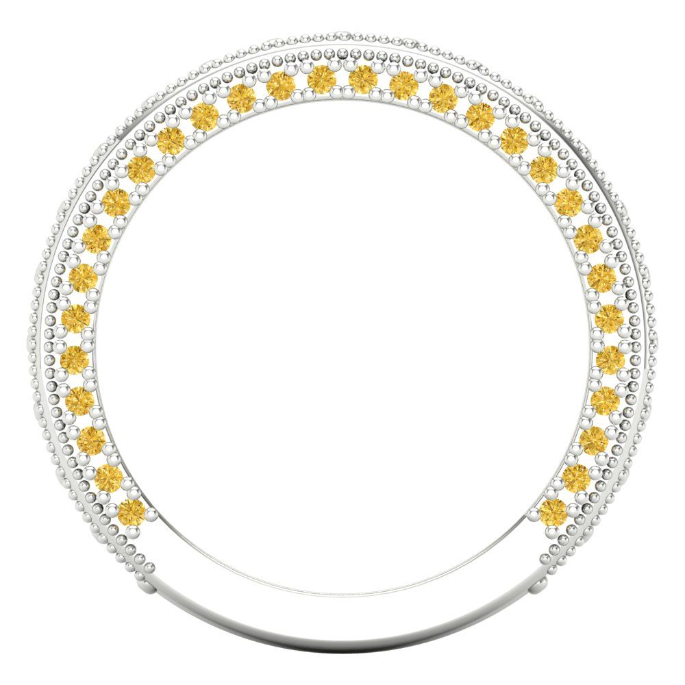 1.44 cttw Natural Citrine Round Cut White Gold Eternity Wedding Band