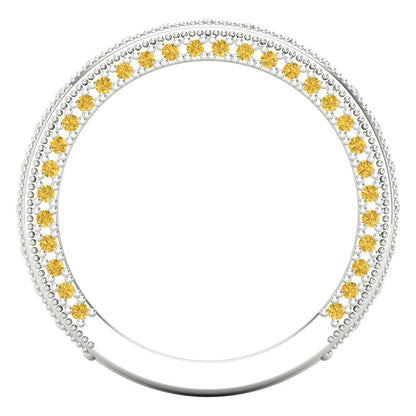 1.44 cttw Natural Citrine Round Cut White Gold Eternity Wedding Band