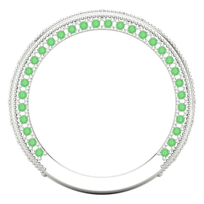 1.44 cttw Simulated Green Diamond Round Cut White Gold Eternity Wedding Band
