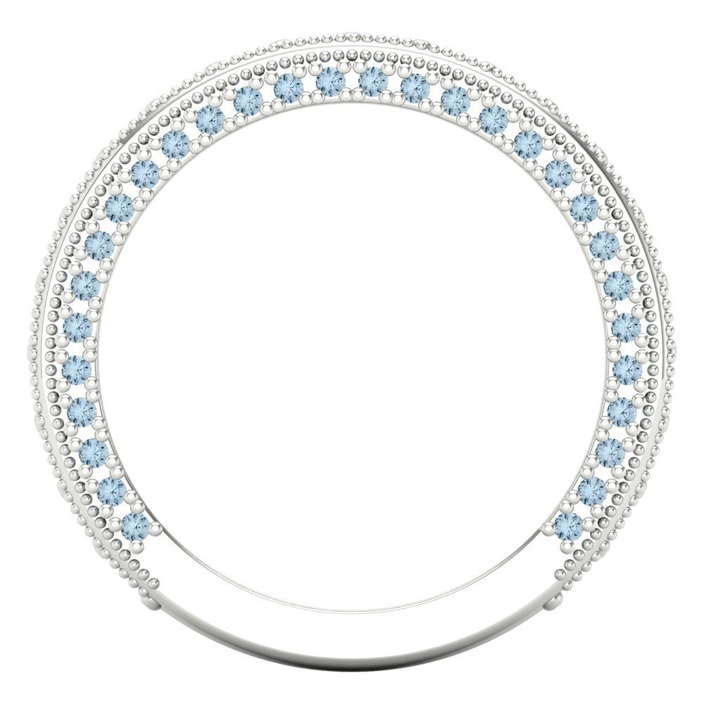 1.44 cttw Natural Swiss Blue Topaz Round Cut White Gold Eternity Wedding Band