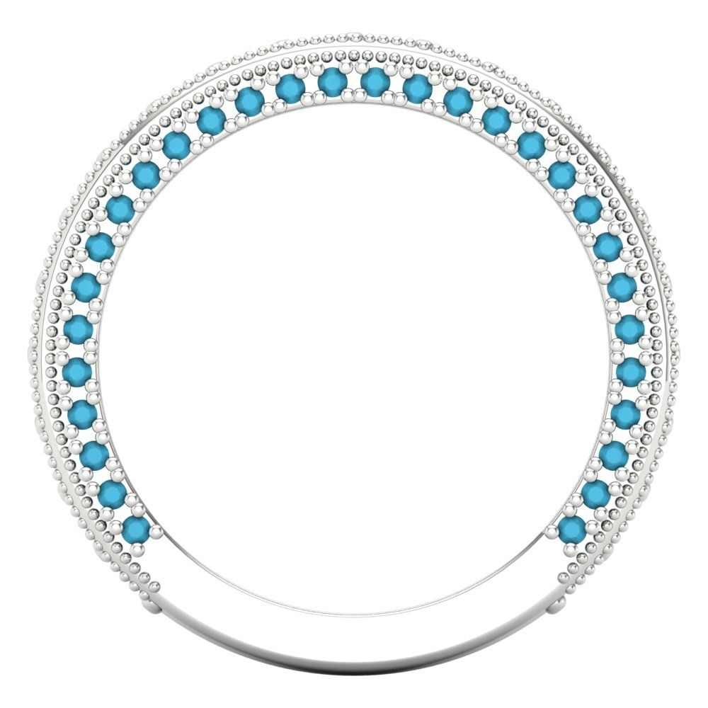 1.44 cttw Simulated Turquoise Round Cut White Gold Eternity Wedding Band