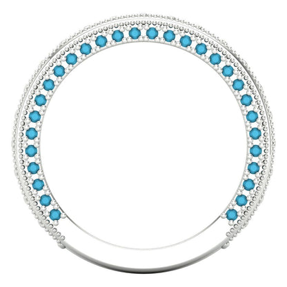 1.44 cttw Simulated Turquoise Round Cut White Gold Eternity Wedding Band