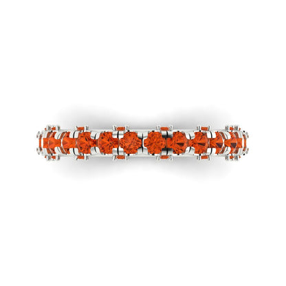 3.13 cttw Simulated Red Diamond Round Cut White Gold Eternity Wedding Band