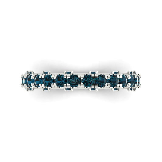 3.13 cttw Natural London Blue Topaz Round Cut White Gold Eternity Wedding Band