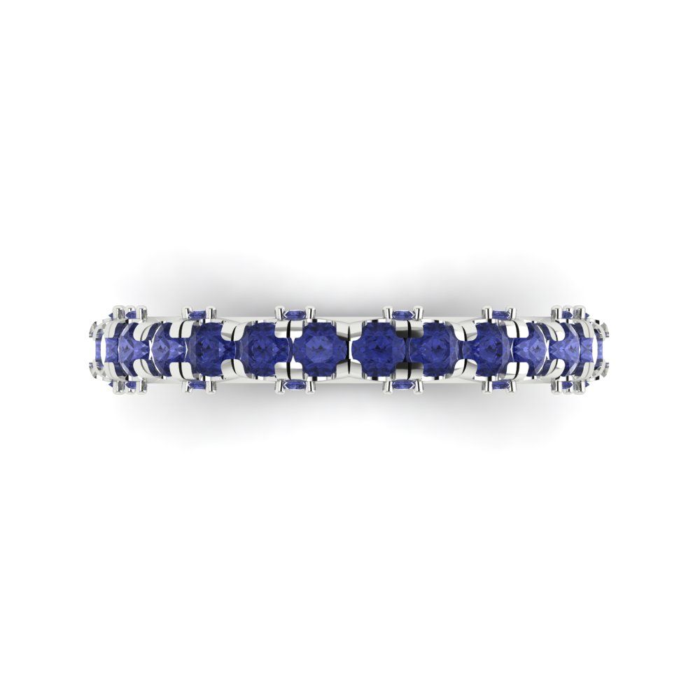 3.13 cttw Simulated Tanzanite Round Cut White Gold Eternity Wedding Band