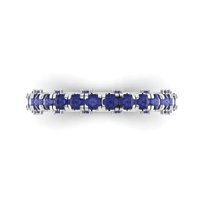 3.13 cttw Simulated Tanzanite Round Cut White Gold Eternity Wedding Band