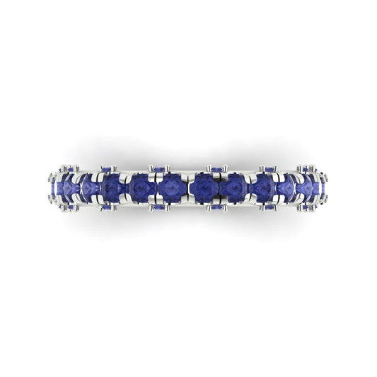 3.13 cttw Simulated Tanzanite Round Cut White Gold Eternity Wedding Band