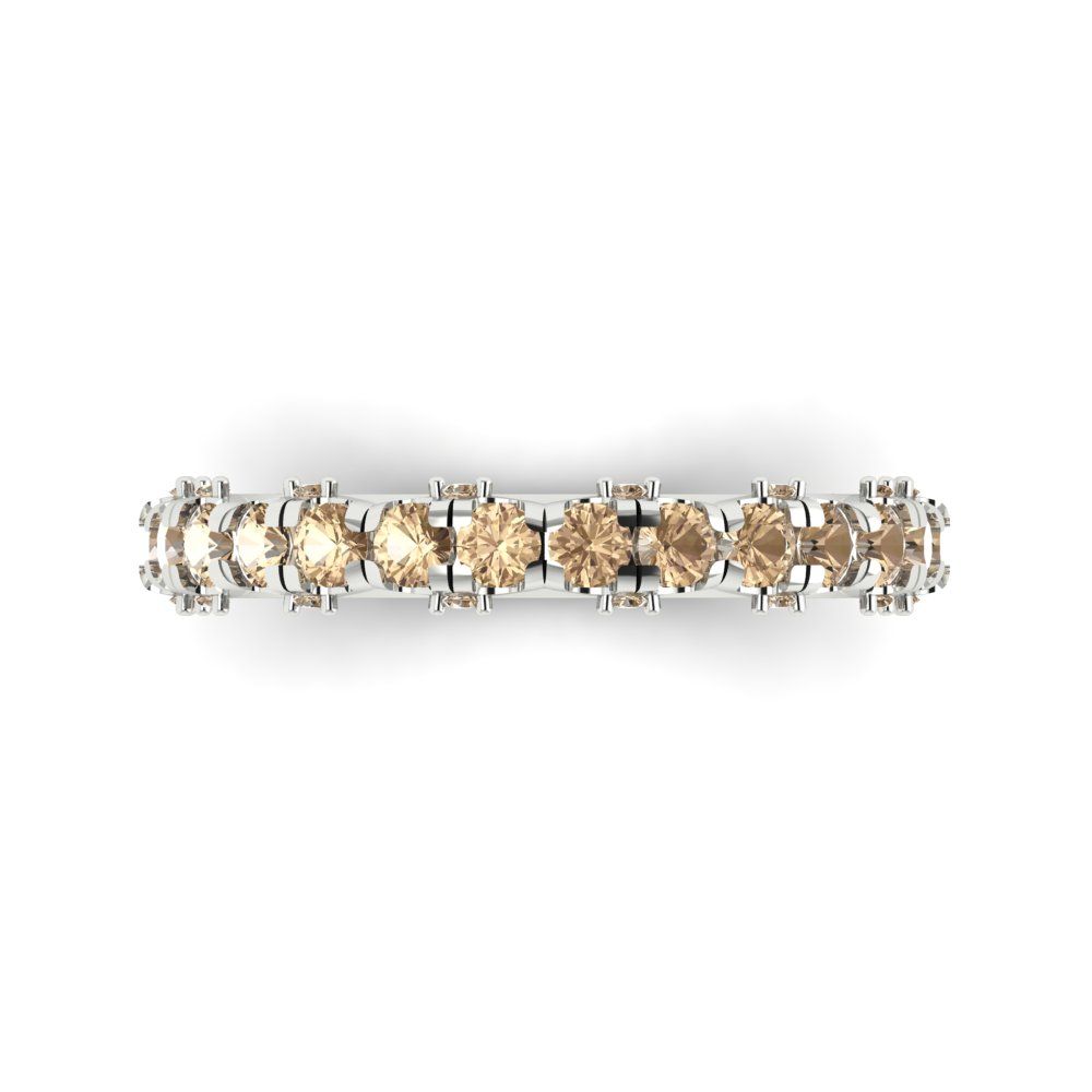 3.13 cttw Yellow Moissanite Round Cut White Gold Eternity Wedding Band