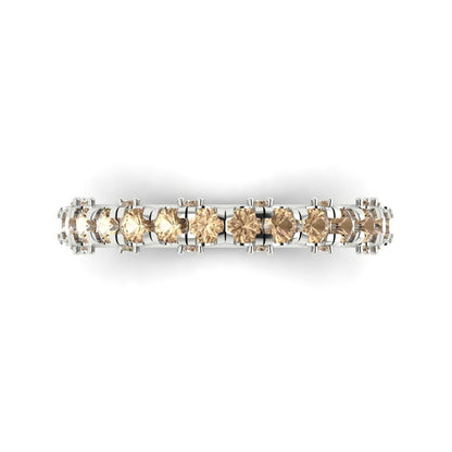 3.13 cttw Yellow Moissanite Round Cut White Gold Eternity Wedding Band