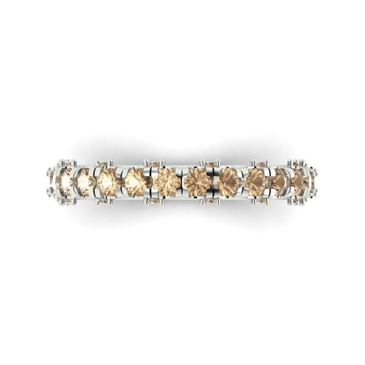 3.13 cttw Yellow Moissanite Round Cut White Gold Eternity Wedding Band