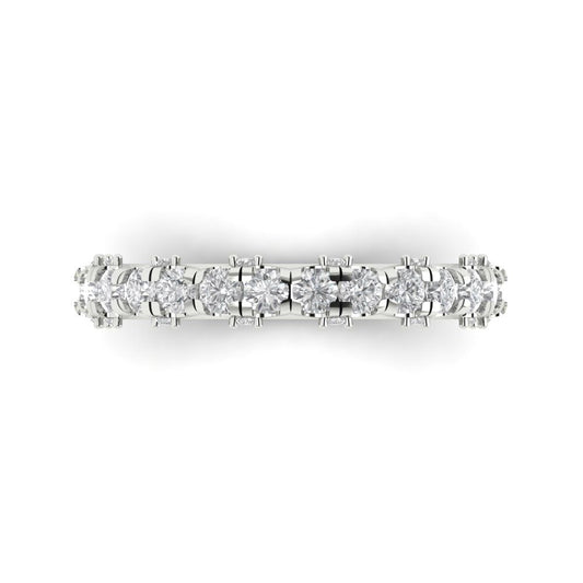 3.13 cttw Moissanite Round Cut White Gold Eternity Wedding Band