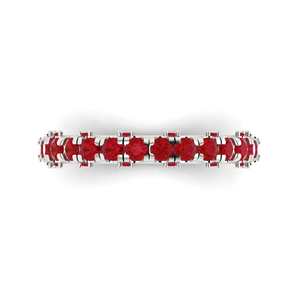 3.13 cttw Simulated Pink Tourmaline Round Cut White Gold Eternity Wedding Band