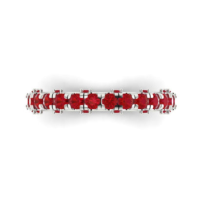 3.13 cttw Simulated Pink Tourmaline Round Cut White Gold Eternity Wedding Band