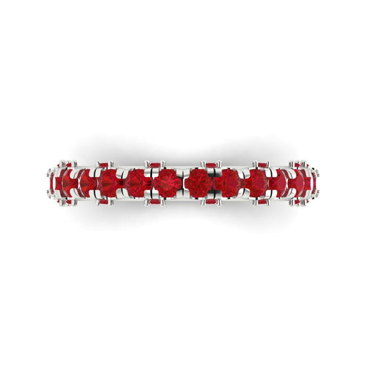3.13 cttw Simulated Pink Tourmaline Round Cut White Gold Eternity Wedding Band