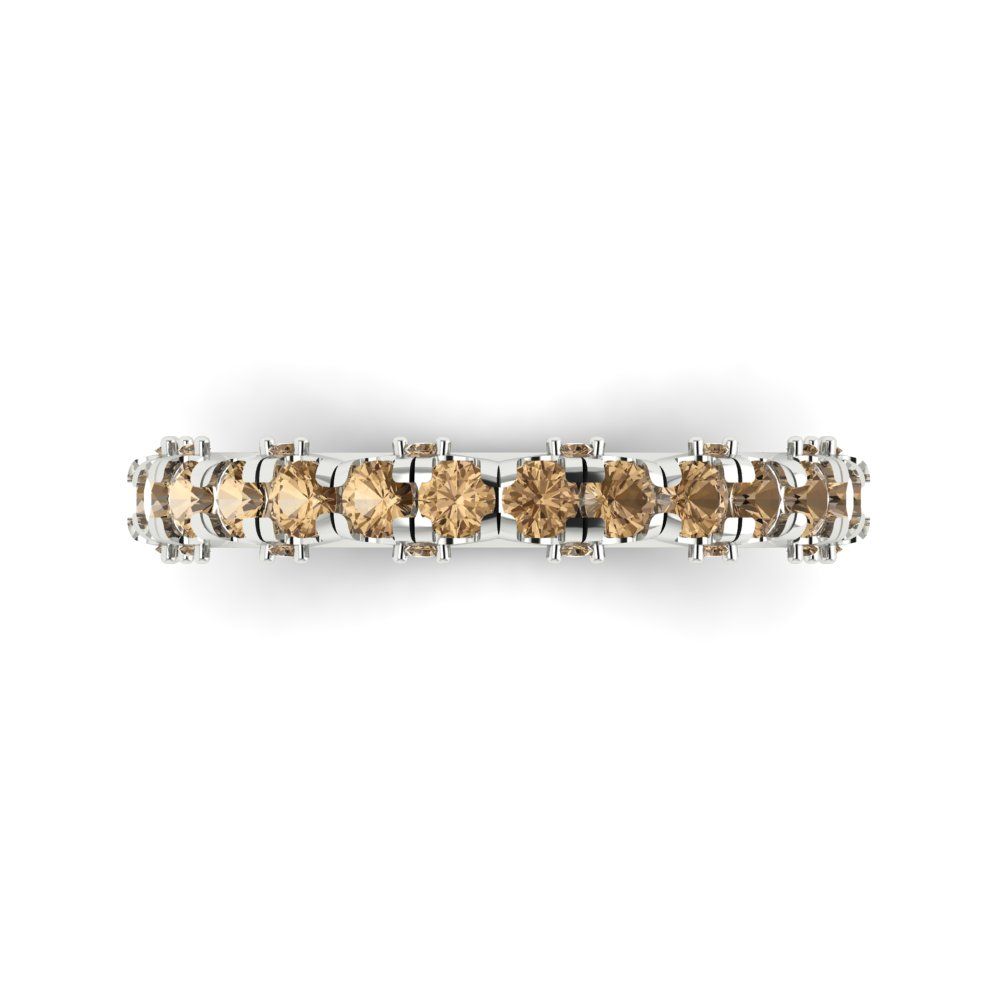 3.13 cttw Simulated Champagne Diamond Round Cut White Gold Eternity Wedding Band