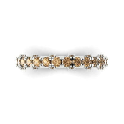 3.13 cttw Simulated Champagne Diamond Round Cut White Gold Eternity Wedding Band