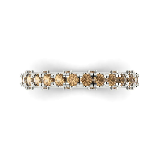3.13 cttw Simulated Champagne Diamond Round Cut White Gold Eternity Wedding Band