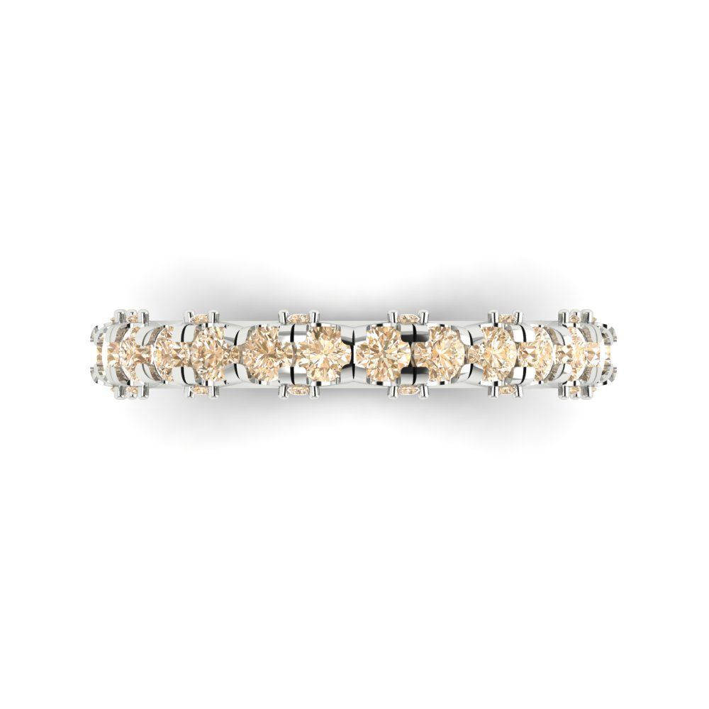 3.13 cttw Natural Morganite Round Cut White Gold Eternity Wedding Band