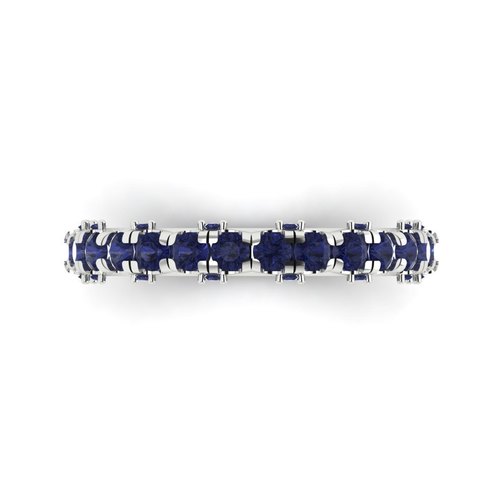 3.13 cttw Simulated Blue Sapphire Round Cut White Gold Eternity Wedding Band