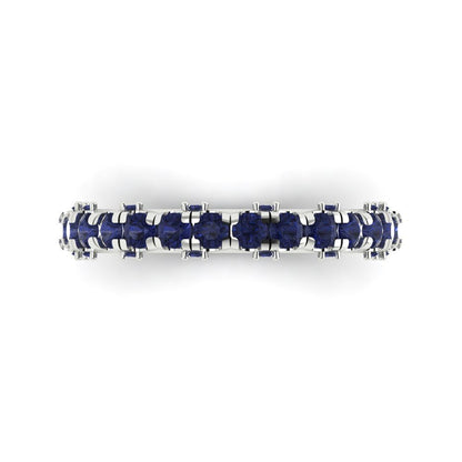 3.13 cttw Simulated Blue Sapphire Round Cut White Gold Eternity Wedding Band