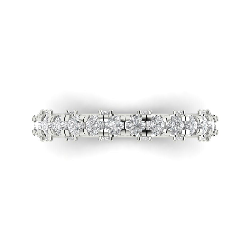 3.13 cttw White Sapphire Round Cut White Gold Eternity Wedding Band