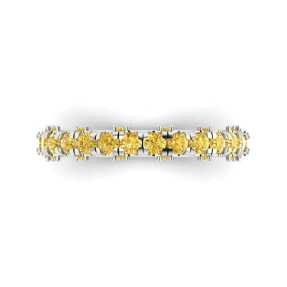 3.13 cttw Simulated Yellow Diamond Round Cut White Gold Eternity Wedding Band