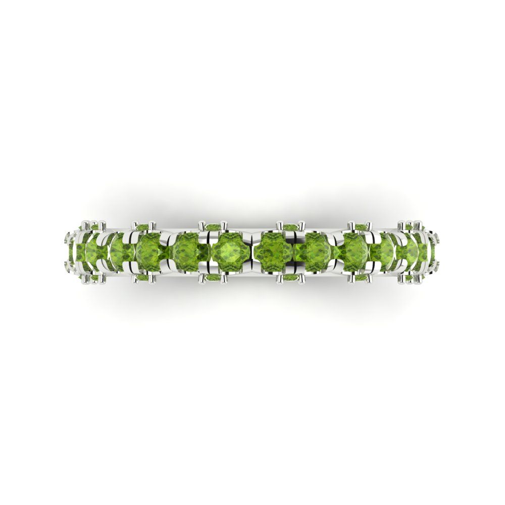 3.13 cttw Natural Peridot Round Cut White Gold Eternity Wedding Band