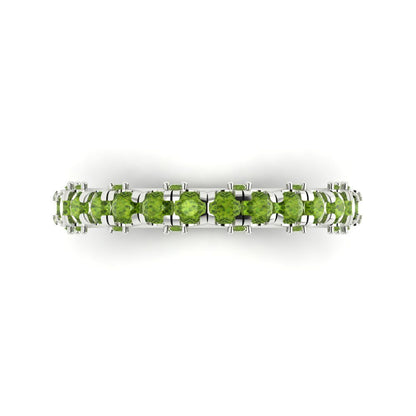 3.13 cttw Natural Peridot Round Cut White Gold Eternity Wedding Band